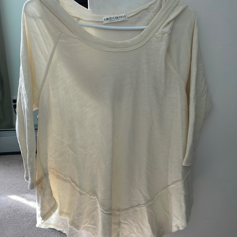 Cream shirt with hood